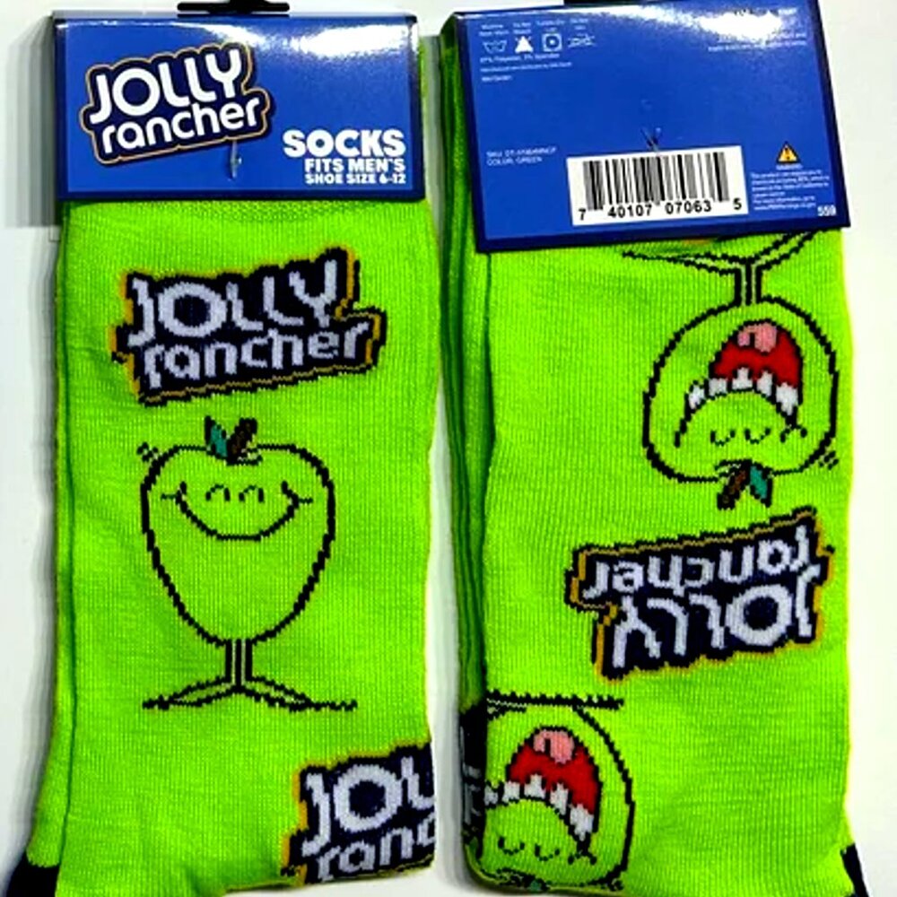 Men's Fashion Novelty Casual Fun JOLLY RANCHERS Crew SOCKS Size 6-12